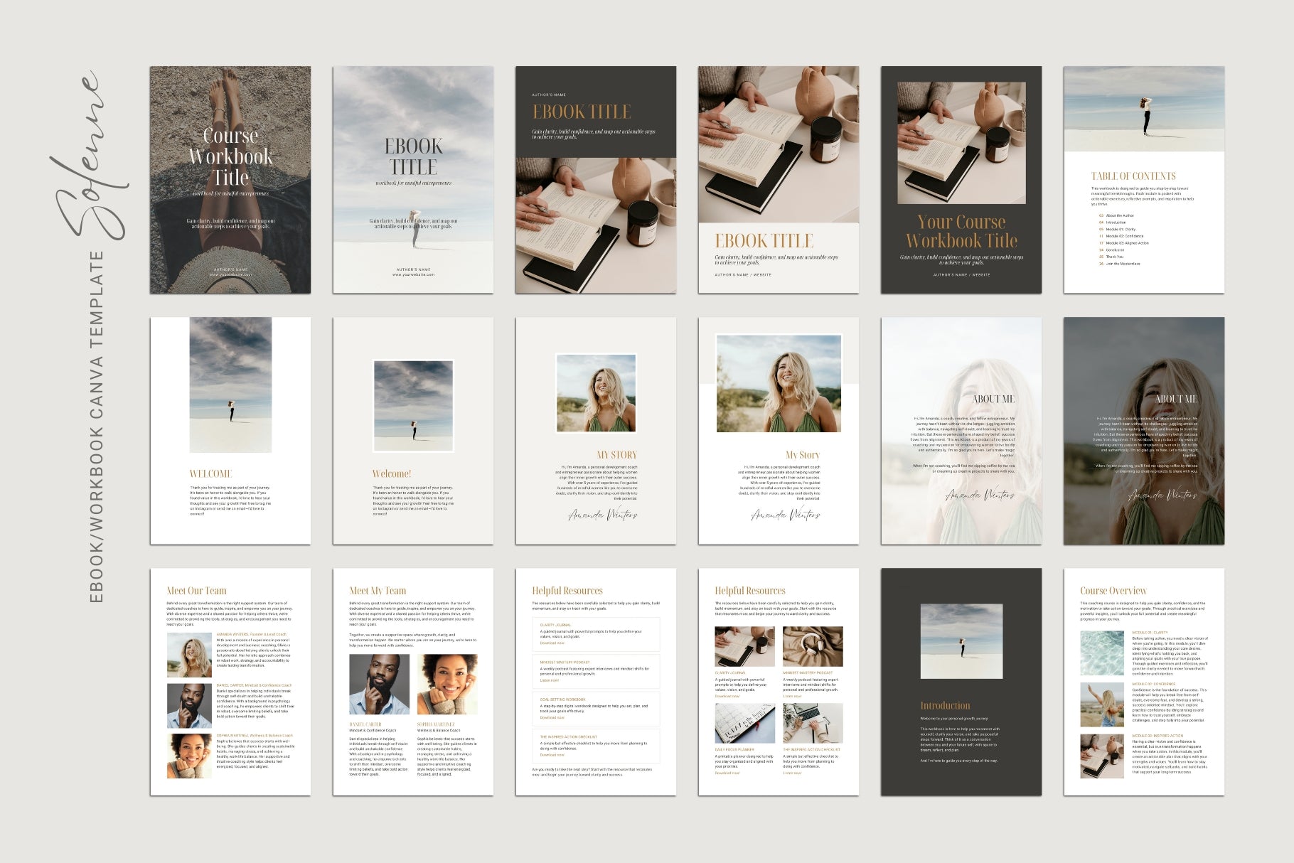 Solenne Canva Template Bundle | Lead Magnet Template Canva | Canva Ebook and Workbook Template