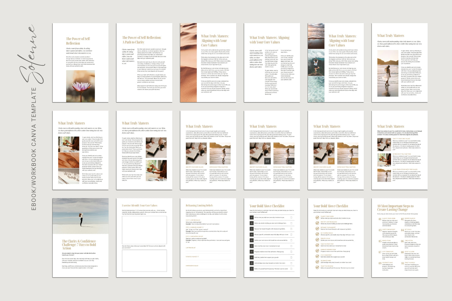 Solenne Canva Template Bundle | Lead Magnet Template Canva | Canva Ebook and Workbook Template