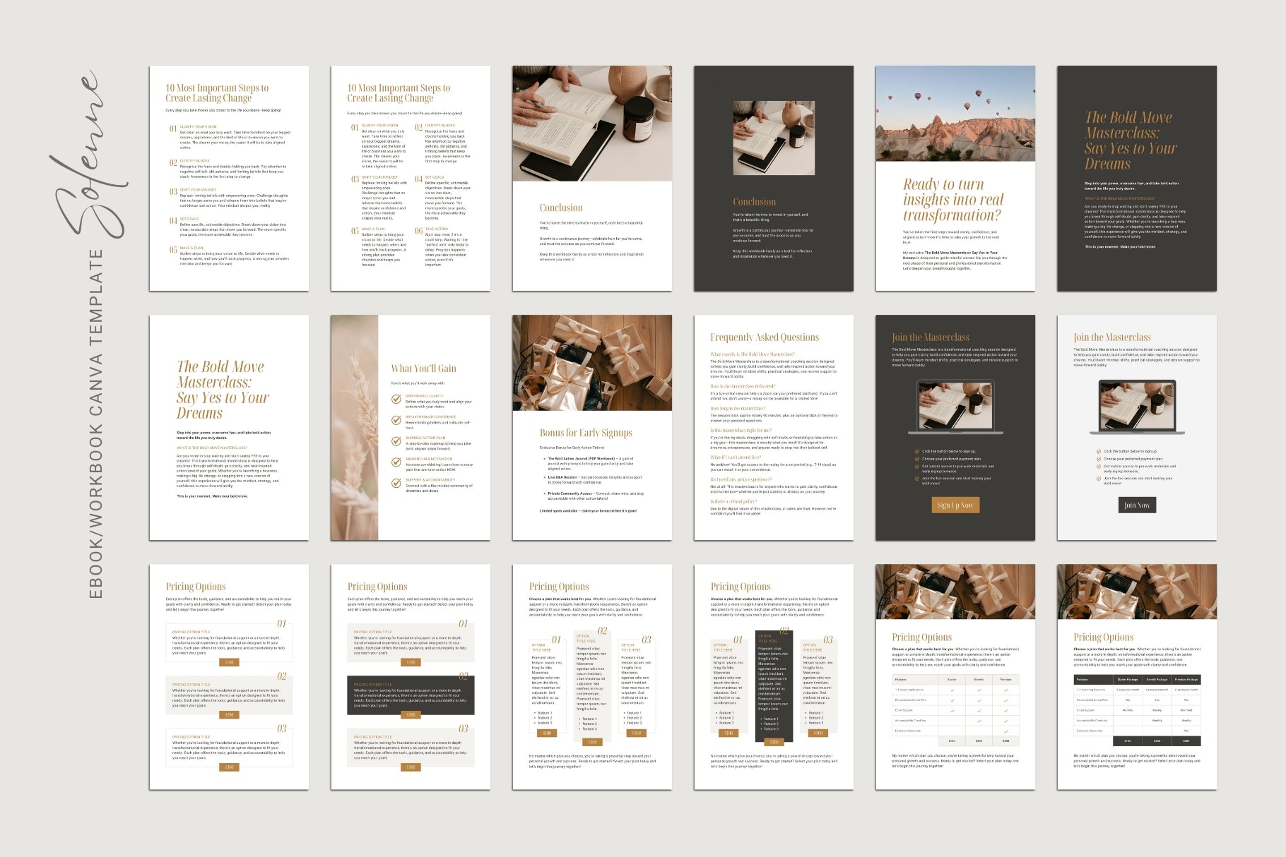 Solenne Ebook & Workbook Canva Template | Lead Magnet Template Canva for Coaches, Course Creators, Entrepreneurs, and Small Business Owners