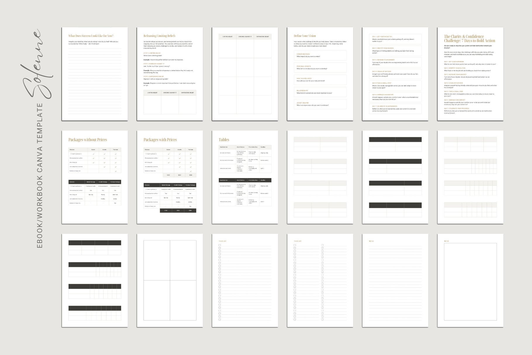 Solenne Canva Template Bundle | Lead Magnet Template Canva | Canva Ebook and Workbook Template