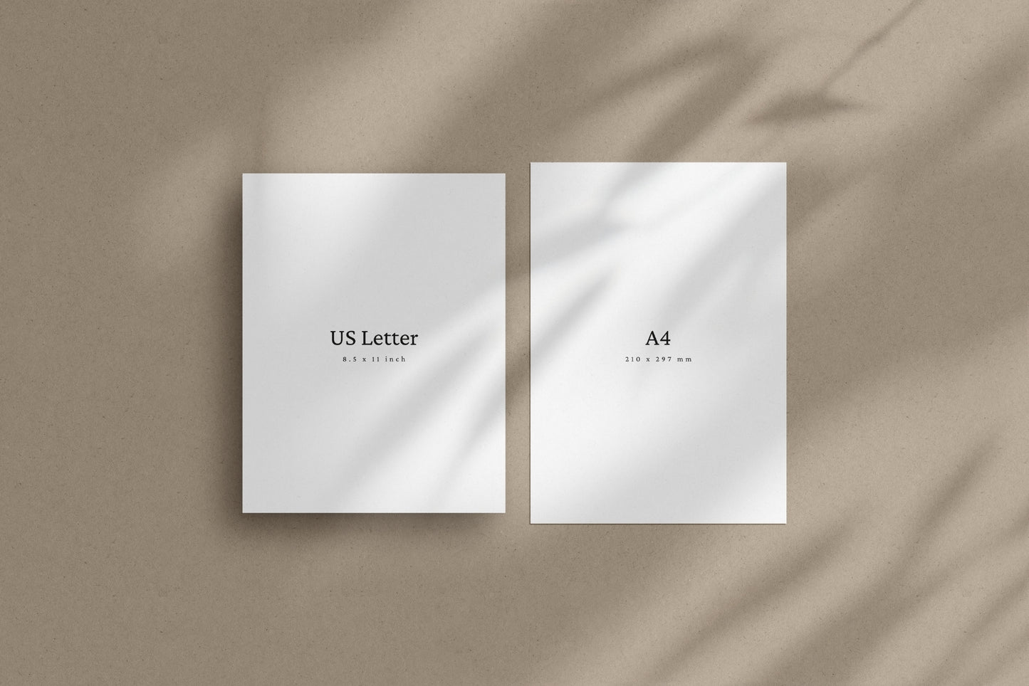 Vertical US Letter and A4 Flyer Mockup | US Letter, A4 Portrait | Paper Mockup Set | PSD