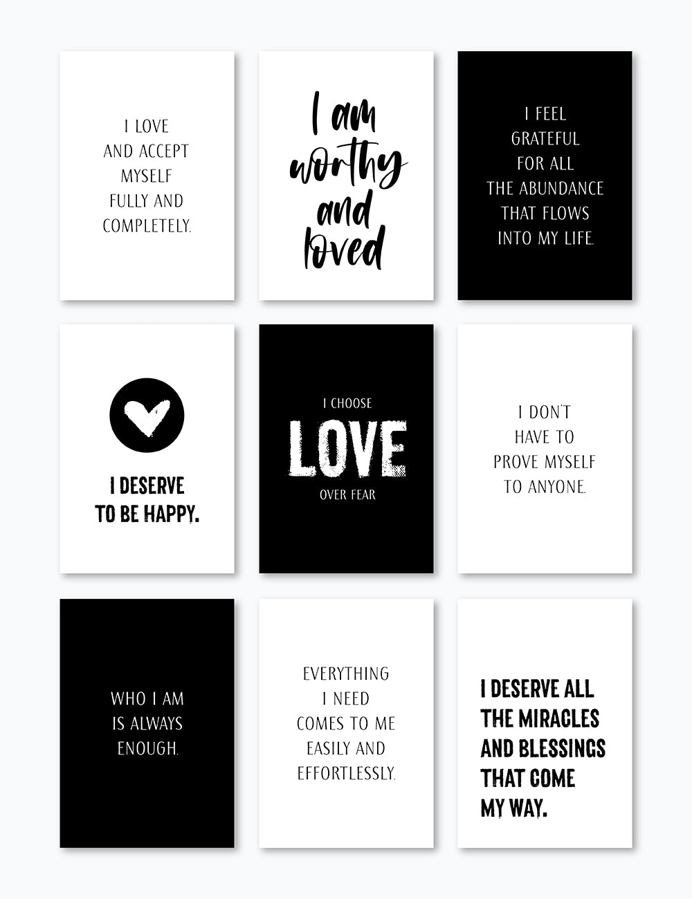 Vision Board Printables | Printable Vision Board Kit | Printable Affirmation Cards | Inspirational & Motivational Quotes | Printable Quotes | Printable Journal & Planner Cards | 3.5x5 | 3x4 | 2x3 | PDF + JPEG | Black and White | Clean Design | Minimal Aesthetic