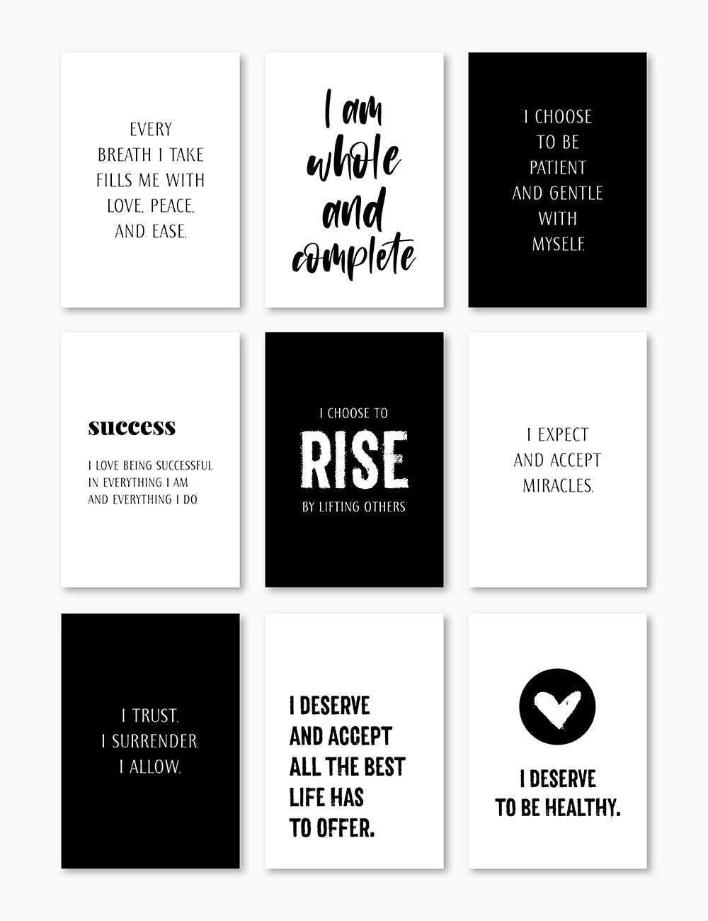 Vision Board Printables | Printable Vision Board Kit | Printable Affirmation Cards | Inspirational & Motivational Quotes | Printable Quotes | Printable Journal & Planner Cards | 3.5x5 | 3x4 | 2x3 | PDF + JPEG | Black and White | Clean Design | Minimal Aesthetic