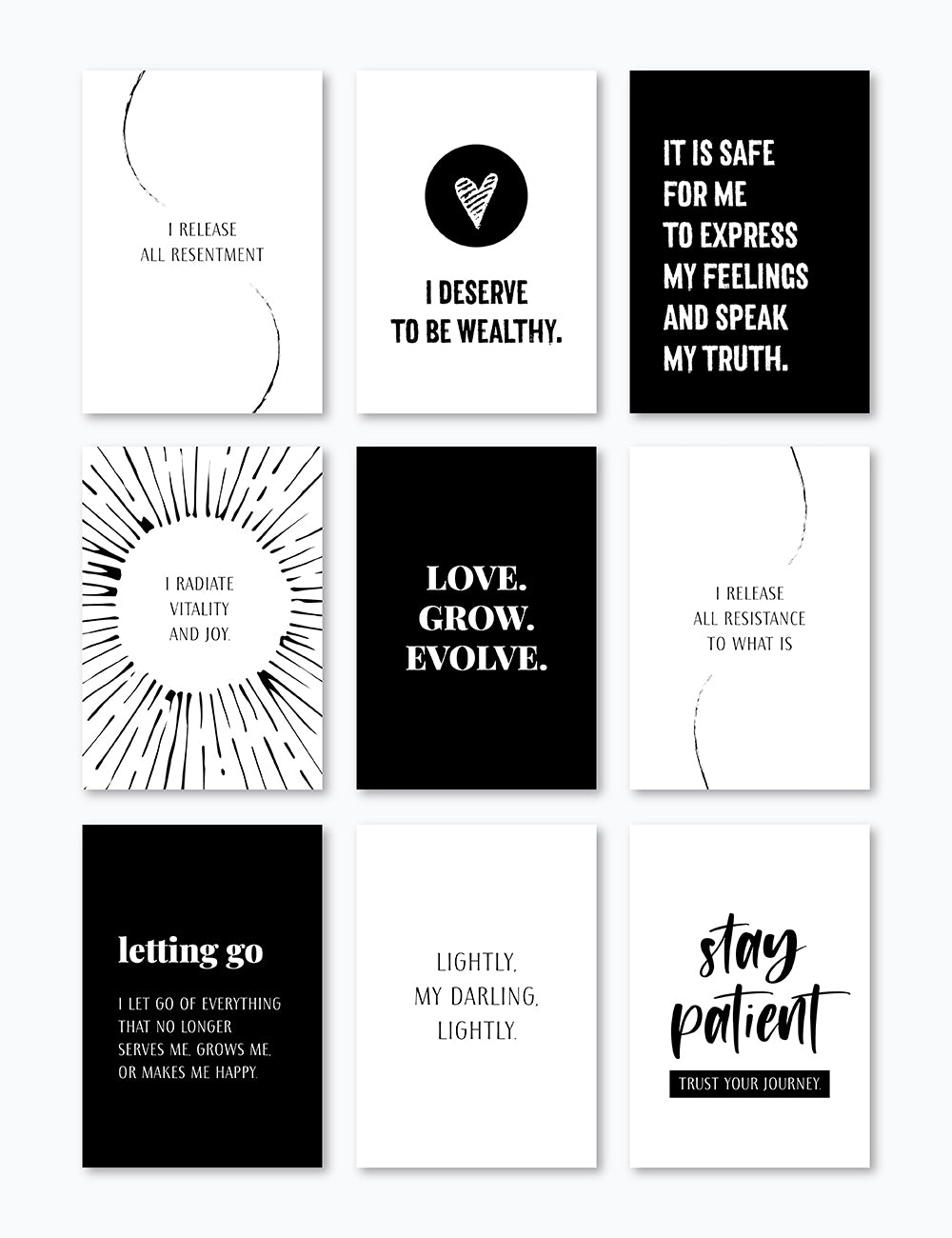 Vision Board Printables | Printable Vision Board Kit | Printable Affirmation Cards | Inspirational & Motivational Quotes | Printable Quotes | Printable Journal & Planner Cards | 3.5x5 | 3x4 | 2x3 | PDF + JPEG | Black and White | Clean Design | Minimal Aesthetic