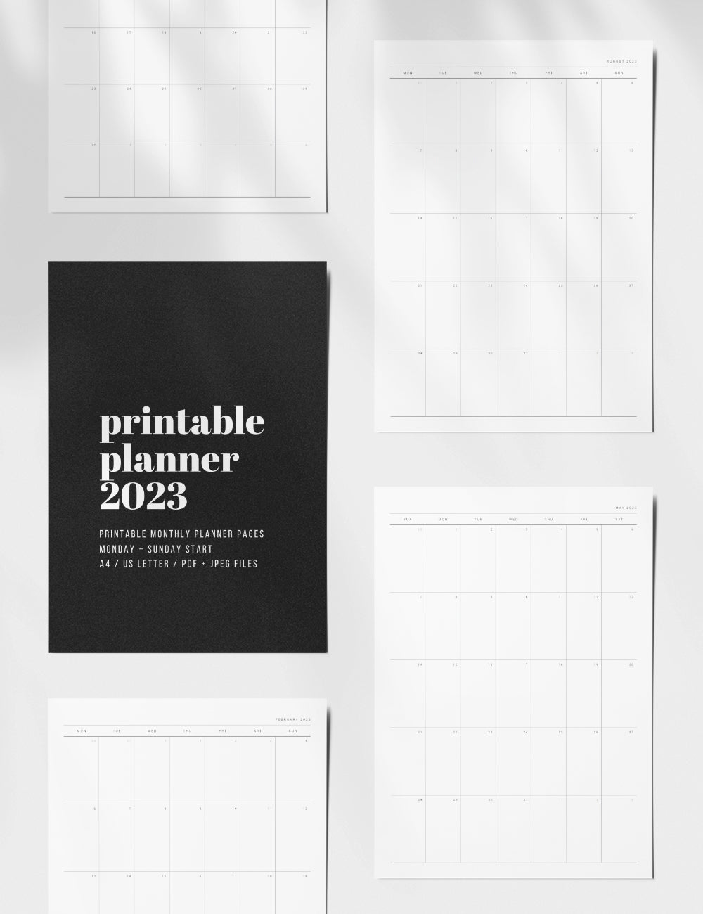 2023 Printable Monthly Planner | Portrait | Vertical | A4 | US Letter | PDF + JPEG