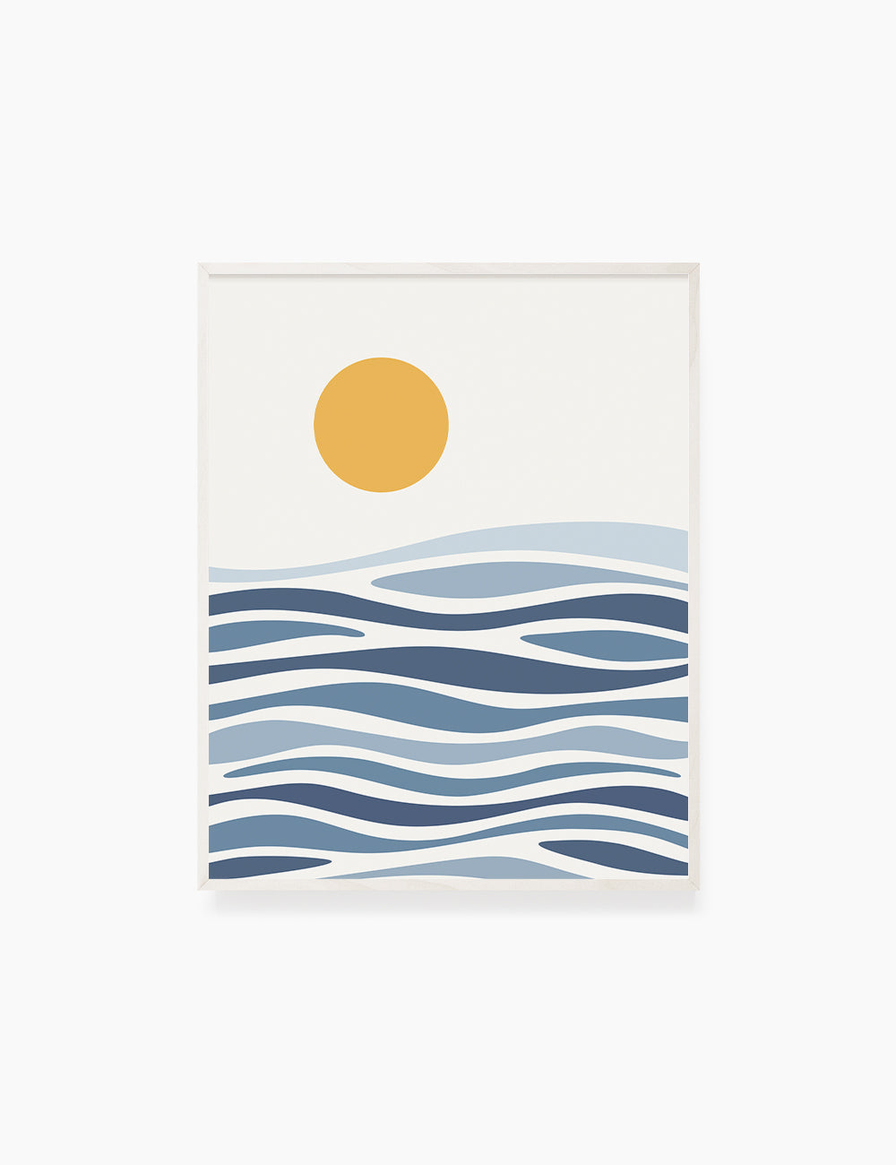 SUN OVER THE BLUE OCEAN WAVES. BOHO ART. Minimalist. Abstract. Printable Wall Art Illustration. - PAPER MOON Art & Design