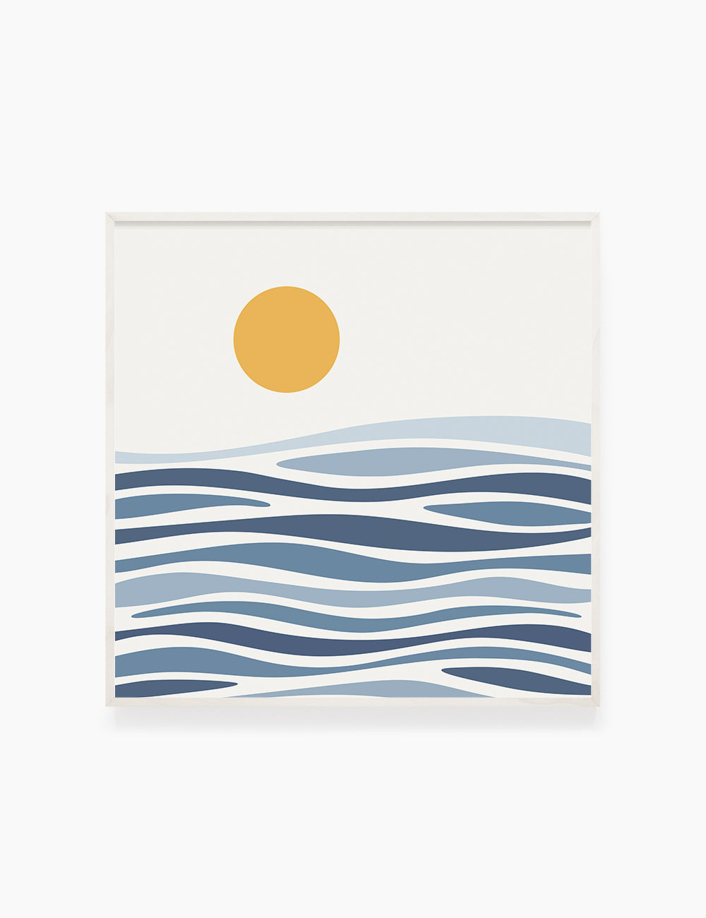 SUN OVER THE BLUE OCEAN WAVES. BOHO ART. Minimalist. Abstract. Printable Wall Art Illustration. - PAPER MOON Art & Design