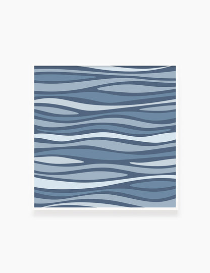 BLUE OCEAN WAVES. BOHO ART. Minimalist. Abstract. Printable Wall Art Illustration. - PAPER MOON Art & Design