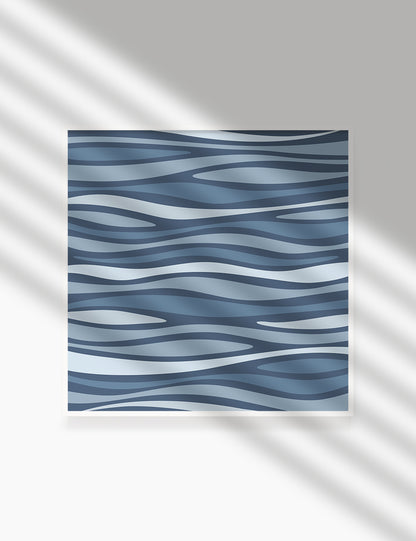 BLUE OCEAN WAVES. BOHO ART. Minimalist. Abstract. Printable Wall Art Illustration. - PAPER MOON Art & Design