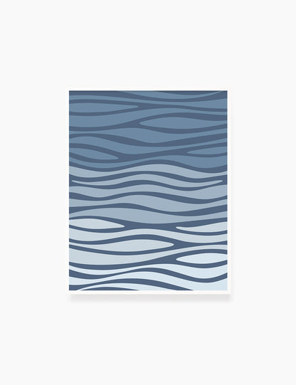 BLUE OCEAN WAVES. BOHO ART. Minimalist. Abstract. Printable Wall Art Illustration. - PAPER MOON Art & Design