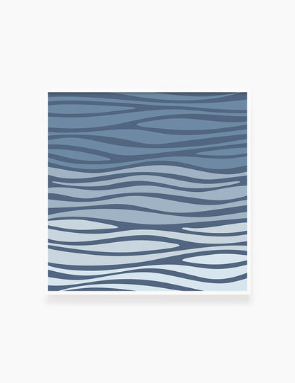 BLUE OCEAN WAVES. BOHO ART. Minimalist. Abstract. Printable Wall Art Illustration. - PAPER MOON Art & Design