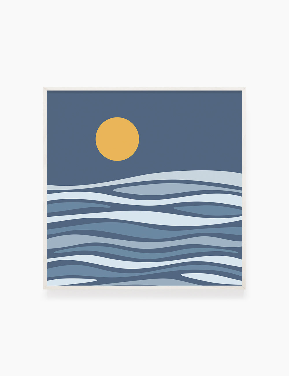 FULL MOON OVER THE BLUE OCEAN WAVES. BOHO ART. Minimalist. Abstract. Printable Wall Art Illustration. - PAPER MOON Art & Design