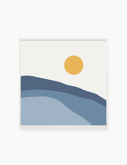 SUN OVER THE BLUE OCEAN LANDSCAPE. BOHO ART. Minimalist. Abstract. Printable Wall Art Illustration. - PAPER MOON Art & Design