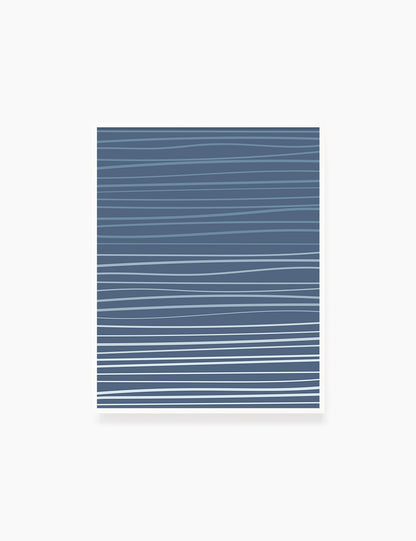 WAVY LINES. BLUE. Minimalist. Abstract. Boho Art. Printable Wall Art Illustration. - PAPER MOON Art & Design