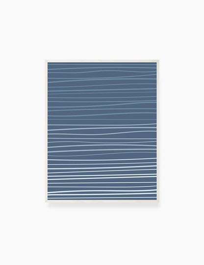 WAVY LINES. BLUE. Minimalist. Abstract. Boho Art. Printable Wall Art Illustration. - PAPER MOON Art & Design