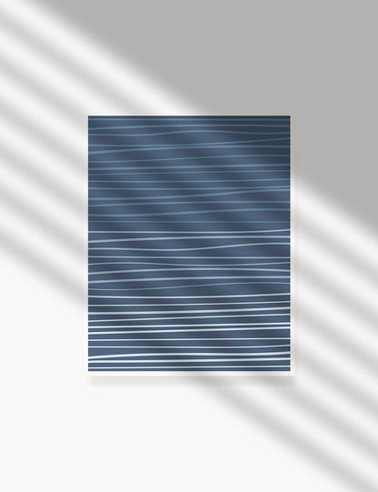 WAVY LINES. BLUE. Minimalist. Abstract. Boho Art. Printable Wall Art Illustration. - PAPER MOON Art & Design