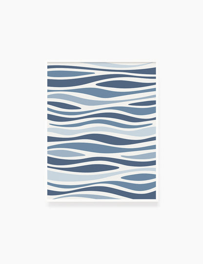 BLUE OCEAN WAVES. BOHO ART. Minimalist. Abstract. Printable Wall Art Illustration. - PAPER MOON Art & Design