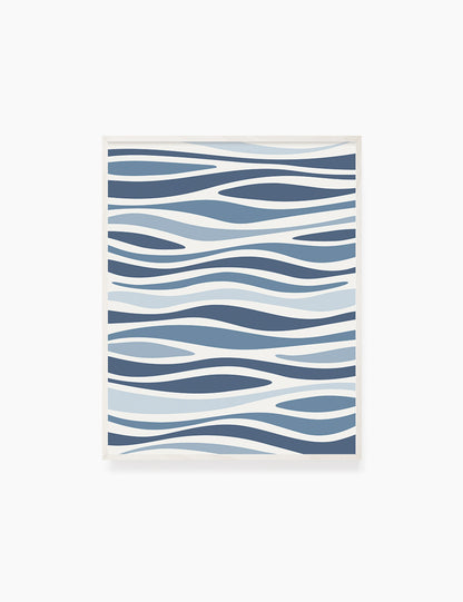 BLUE OCEAN WAVES. BOHO ART. Minimalist. Abstract. Printable Wall Art Illustration. - PAPER MOON Art & Design