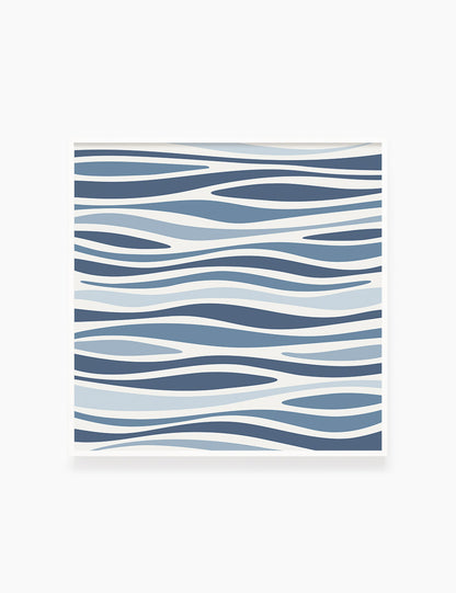 BLUE OCEAN WAVES. BOHO ART. Minimalist. Abstract. Printable Wall Art Illustration. - PAPER MOON Art & Design