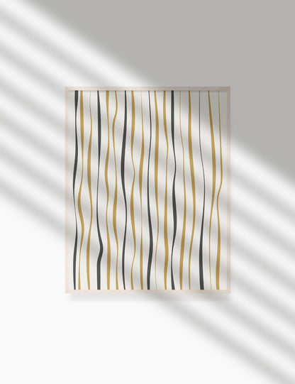 ABSTRACT MINIMAL WAVY LINES. Printable Wall Art Illustration. Wavy lines in dark grey, dull orange, and beige. Abstract art. Minimal design. Boho print. Minimalist, abstract illustration art. Printable poster. | PAPER MOON Art & Design