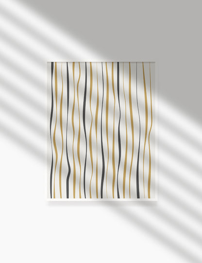 ABSTRACT MINIMAL WAVY LINES. Printable Wall Art Illustration. Wavy lines in dark grey, dull orange, and beige. Abstract art. Minimal design. Boho print. Minimalist, abstract illustration art. Printable poster. | PAPER MOON Art & Design