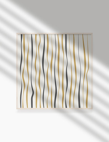 ABSTRACT MINIMAL WAVY LINES. Printable Wall Art Illustration. Wavy lines in dark grey, dull orange, and beige. Abstract art. Minimal design. Boho print. Minimalist, abstract illustration art. Printable poster. | PAPER MOON Art & Design