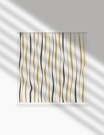 ABSTRACT MINIMAL WAVY LINES. Printable Wall Art Illustration. Wavy lines in dark grey, dull orange, and beige. Abstract art. Minimal design. Boho print. Minimalist, abstract illustration art. Printable poster. | PAPER MOON Art & Design