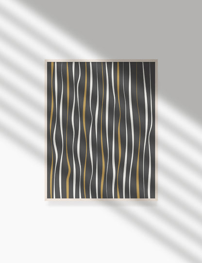 ABSTRACT MINIMAL WAVY LINES. Boho Art. Print. Printable Wall Art Illustration. Wavy lines in dark grey, dull orange, and beige. Abstract art. Minimal design. Minimalist, abstract illustration art. Printable poster. | PAPER MOON Art & Design