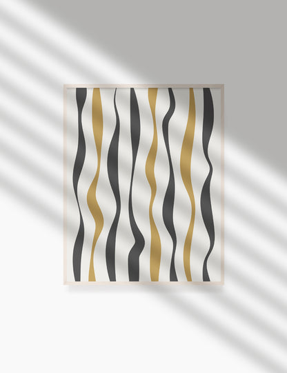 ABSTRACT MINIMAL WAVY LINES. Boho Art Print. Printable Wall Art Illustration. Wavy lines in dark grey, dull orange, and beige. Abstract art. Minimal design. Minimalist, abstract illustration art. Printable poster. | PAPER MOON Art & Design