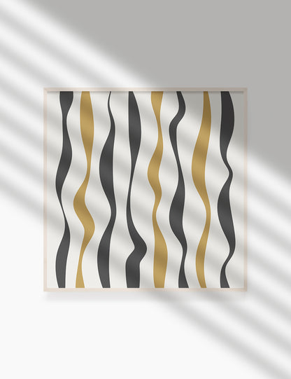 ABSTRACT MINIMAL WAVY LINES. Boho Art Print. Printable Wall Art Illustration. Wavy lines in dark grey, dull orange, and beige. Abstract art. Minimal design. Minimalist, abstract illustration art. Printable poster. | PAPER MOON Art & Design