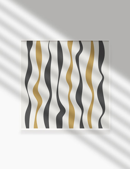 ABSTRACT MINIMAL WAVY LINES. Boho Art Print. Printable Wall Art Illustration. Wavy lines in dark grey, dull orange, and beige. Abstract art. Minimal design. Minimalist, abstract illustration art. Printable poster. | PAPER MOON Art & Design
