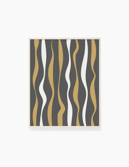 ABSTRACT MINIMAL WAVY LINES. Boho Art Print. Printable Wall Art Illustration. Wavy lines in dark grey, dull orange, and beige. Abstract art. Minimal design. Minimalist, abstract illustration art. Printable poster. | PAPER MOON Art & Design