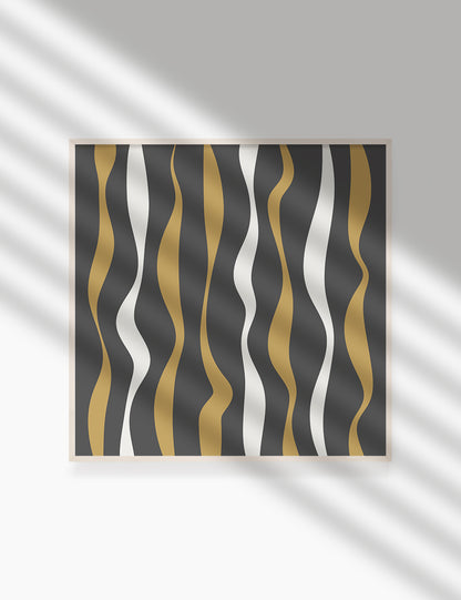 ABSTRACT MINIMAL WAVY LINES. Boho Art Print. Printable Wall Art Illustration. Wavy lines in dark grey, dull orange, and beige. Abstract art. Minimal design. Minimalist, abstract illustration art. Printable poster. | PAPER MOON Art & Design