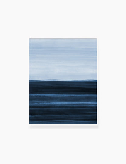 BLUE OCEAN LANDSCAPE. WATERCOLOR PAINTING. Abstract Art. Printable Wall Art Illustration. - PAPER MOON Art & Design