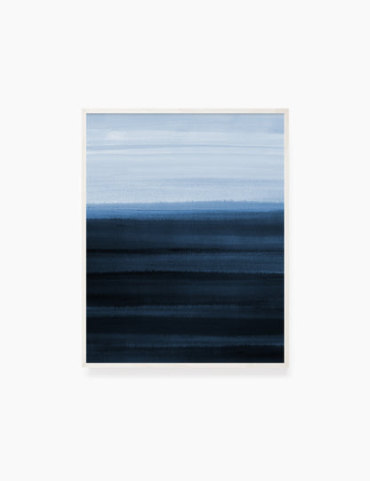 BLUE OCEAN LANDSCAPE. WATERCOLOR PAINTING. Abstract Art. Printable Wall Art Illustration. - PAPER MOON Art & Design