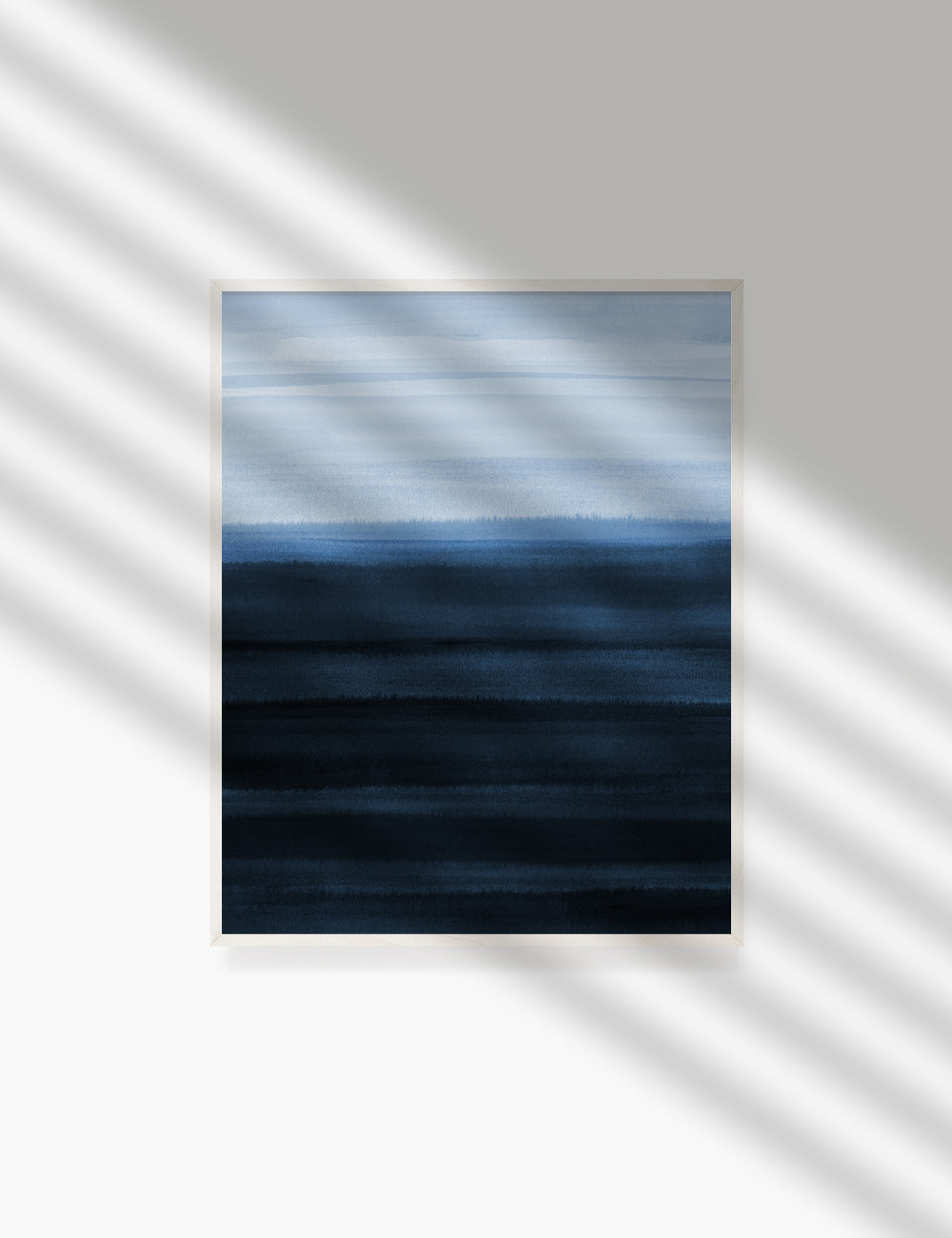 BLUE OCEAN LANDSCAPE. WATERCOLOR PAINTING. Abstract Art. Printable Wall Art Illustration. - PAPER MOON Art & Design