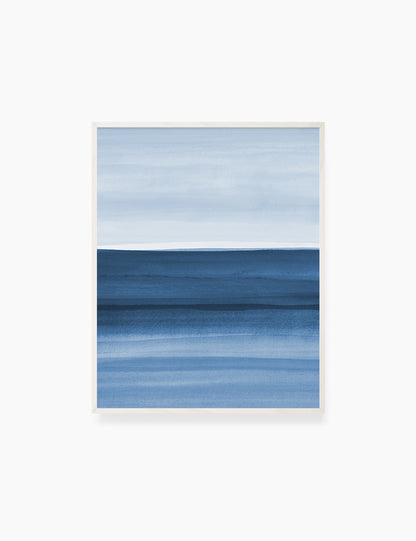 BLUE OCEAN LANDSCAPE. WATERCOLOR PAINTING. Abstract Art. Printable Wall Art Illustration. - PAPER MOON Art & Design