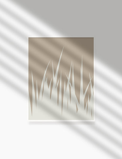 GRASS. MINIMALIST BOTANICAL BOHO ART. BEIGE. Printable Wall Art Illustration. - PAPER MOON Art & Design