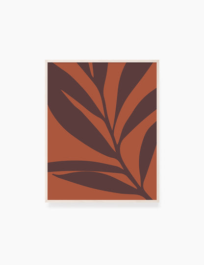 LEAF. MINIMALIST BOTANICAL BOHO ART. BURNT ORANGE, BROWN. Printable Wall Art Illustration. - PAPER MOON Art & Design