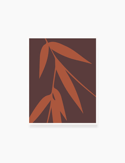 BAMBOO LEAVES. MINIMALIST BOTANICAL BOHO ART. BURNT ORANGE, BROWN. Printable Wall Art Illustration. - PAPER MOON Art & Design