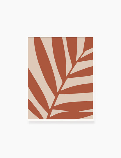 LEAF. MINIMALIST BOTANICAL BOHO ART. BURNT ORANGE, BEIGE. Printable Wall Art Illustration. - PAPER MOON Art & Design