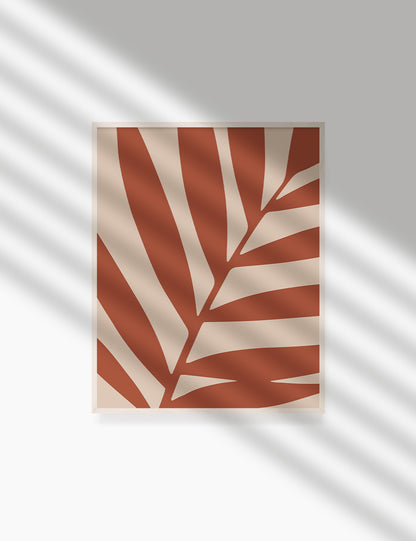 LEAF. MINIMALIST BOTANICAL BOHO ART. BURNT ORANGE, BEIGE. Printable Wall Art Illustration. - PAPER MOON Art & Design