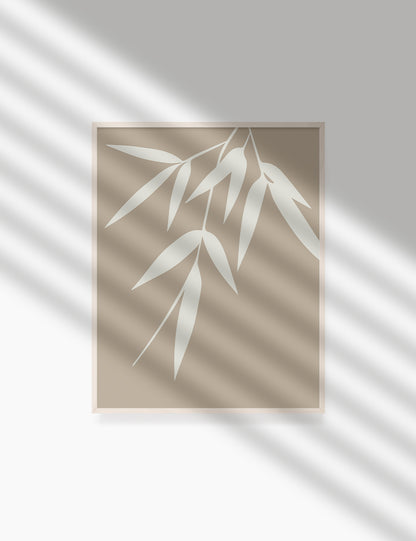 BAMBOO LEAVES. MINIMALIST BOTANICAL BOHO ART. BEIGE. Printable Wall Art Illustration. - PAPER MOON Art & Design