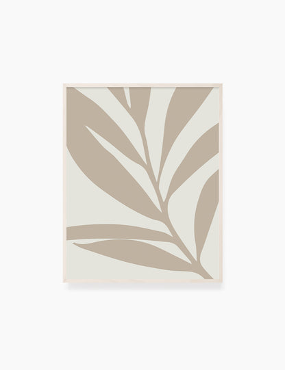 LEAF. MINIMALIST BOTANICAL BOHO ART. BEIGE. Printable Wall Art Illustration. - PAPER MOON Art & Design