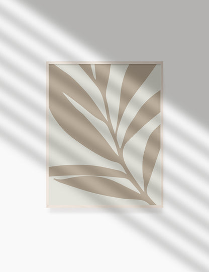 LEAF. MINIMALIST BOTANICAL BOHO ART. BEIGE. Printable Wall Art Illustration. - PAPER MOON Art & Design