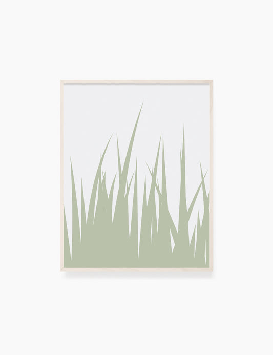 GRASS. MINIMALIST BOTANICAL BOHO ART. GREEN AND BEIGE. Minimal Aesthetic. Clean Design. Printable Wall Art Illustration. - PAPER MOON Art & Design