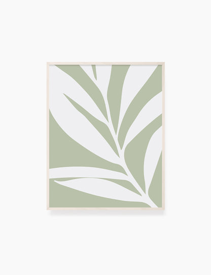 LEAF. MINIMALIST BOTANICAL BOHO ART. GREEN. Minimal Aesthetic. Clean Design. Printable Wall Art Illustration. - PAPER MOON Art & Design