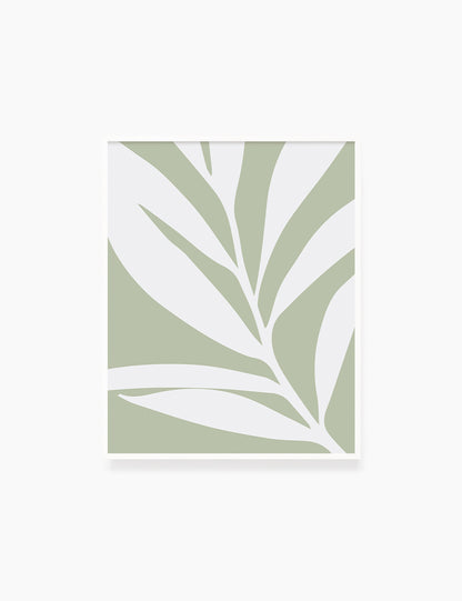 LEAF. MINIMALIST BOTANICAL BOHO ART. GREEN. Minimal Aesthetic. Clean Design. Printable Wall Art Illustration. - PAPER MOON Art & Design