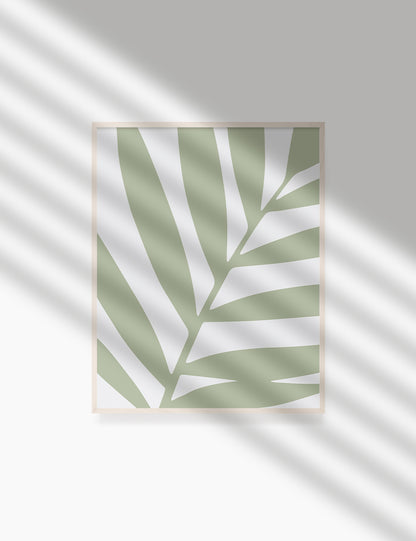 LEAF. MINIMALIST BOTANICAL BOHO ART. GREEN. Minimal Aesthetic. Clean Design. Printable Wall Art Illustration. - PAPER MOON Art & Design