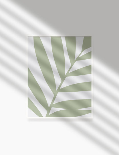 LEAF. MINIMALIST BOTANICAL BOHO ART. GREEN. Minimal Aesthetic. Clean Design. Printable Wall Art Illustration. - PAPER MOON Art & Design